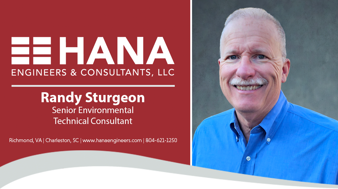 Image of Randy Sturgeon with information about him joining Hana Engineers as a senior environmental technical consultant.