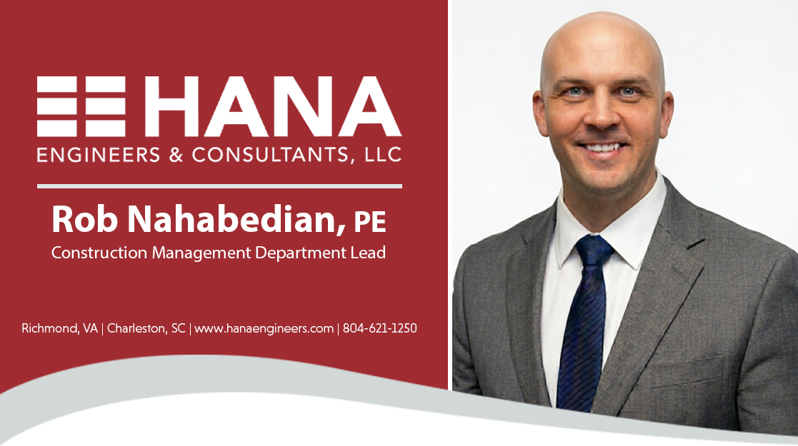 Photo of LTC (Ret.) Rob Nahabedian, P.E., ENV SP, who has joined Hana Engineers and Consultants, LLC, as Construction Management Department Lead.